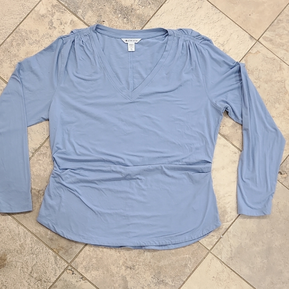 Athleta Sky Blue V-Neck Long Sleeve Tee